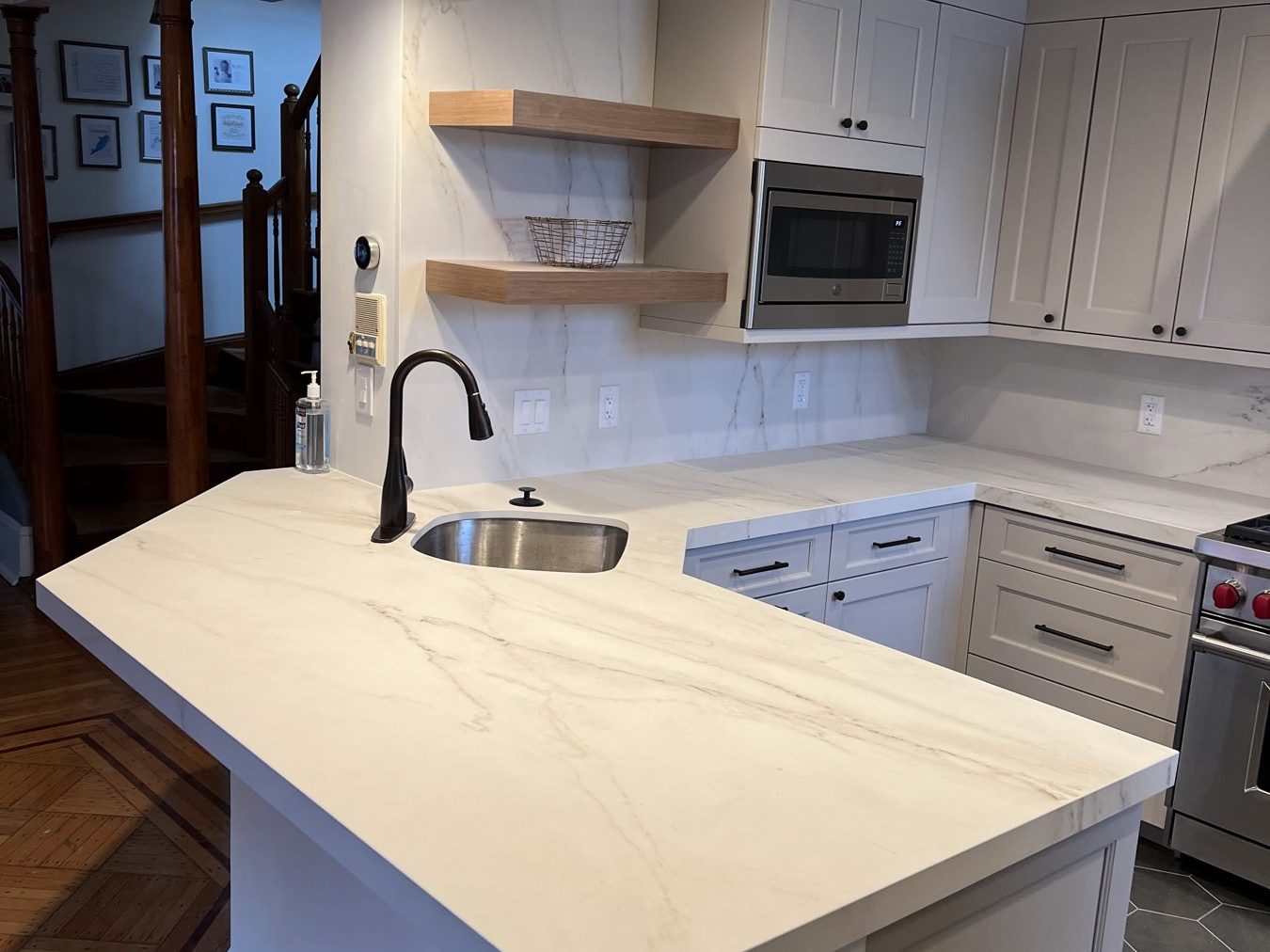Shaker kitchen with stone counters
