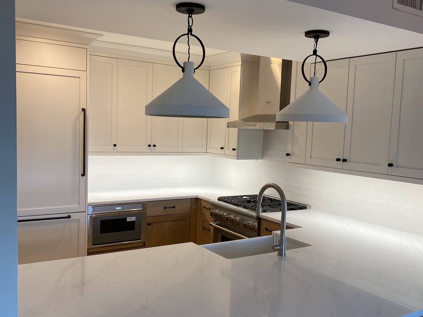 Island with pendant lighting